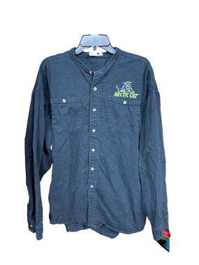 Men's Arctic Cat Casual Button Down Shirt XL Black Green
